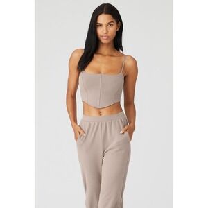 ALO Yoga Soft Sculpt Taupe Cropped Tank Top
